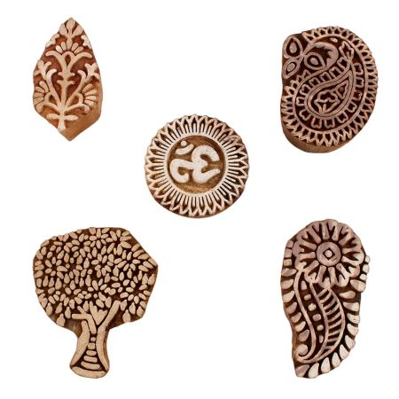 Set of 5 Piece New Mix Wooden Printing Blocks